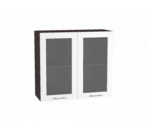 Шкаф верхний с 2-мя остекленными дверцами Валерия-М, цвет: Белый глянец