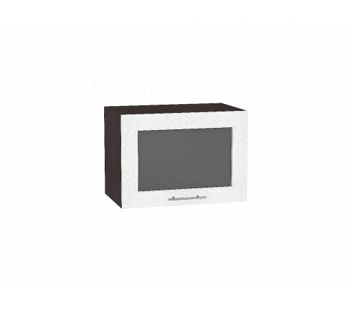 Шкаф верхний горизонтальный остекленный Валерия-М, цвет: Белый металлик