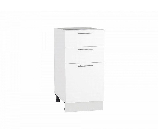 Шкаф нижний с 3-мя ящиками Валерия-М, цвет: Белый глянец