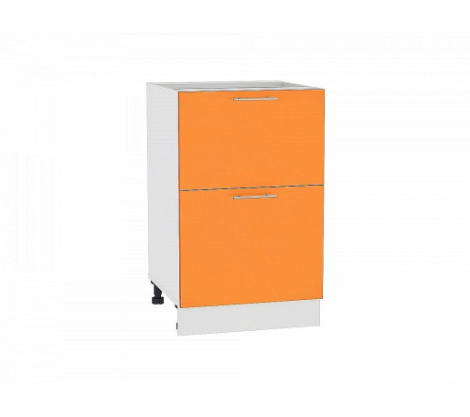 Шкаф нижний с 2-мя ящиками Валерия-М, цвет: Оранжевый глянец