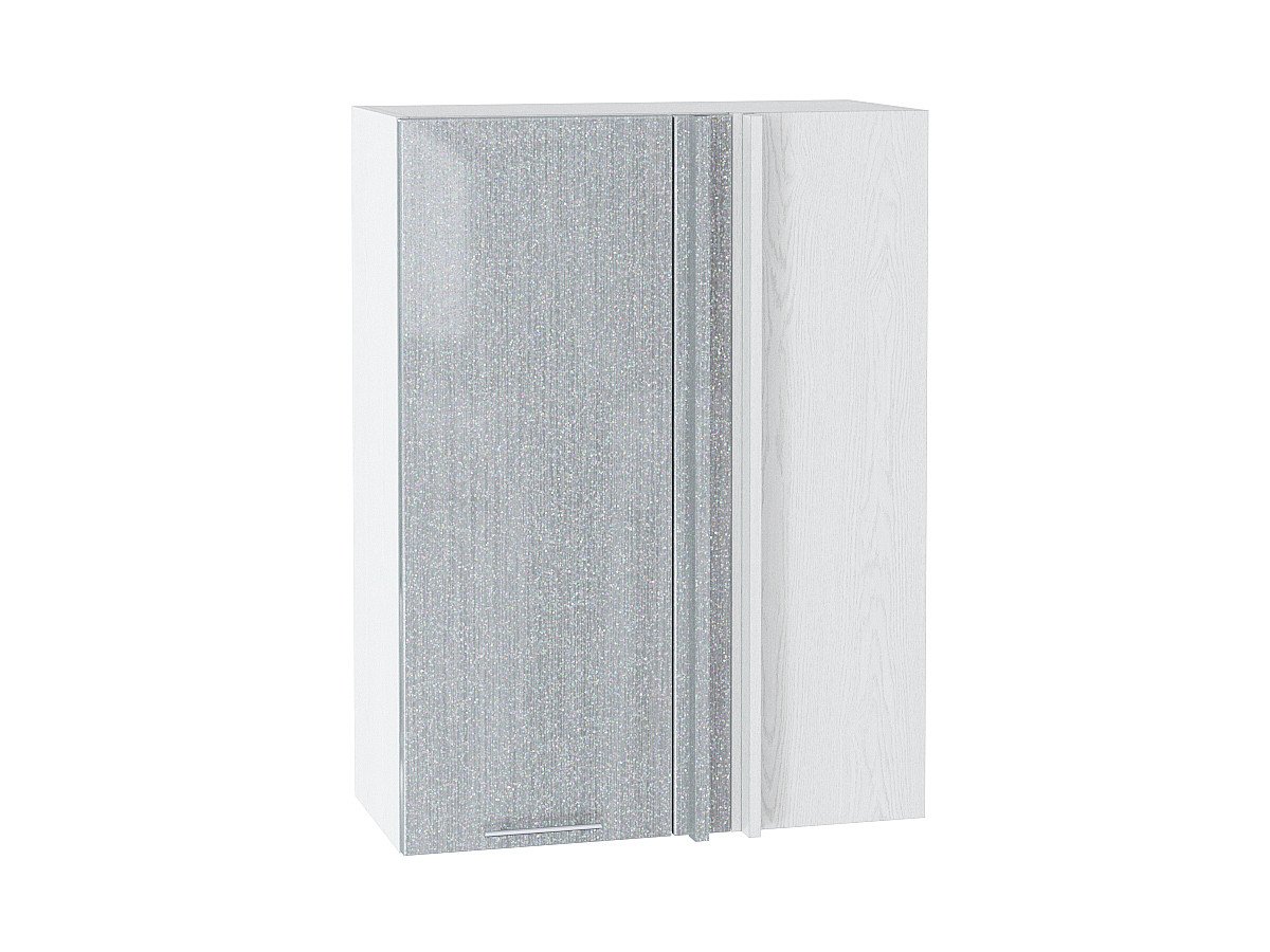 Шкаф верхний прямой угловой Валерия-М, цвет: Серый металлик дождь светлый Шкаф верхний прямой угловой Валерия-М, цвет: Серый металлик дождь светлый