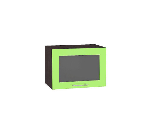 Шкаф верхний горизонтальный остекленный глубокий Валерия-М, цвет: Салатовый глянец