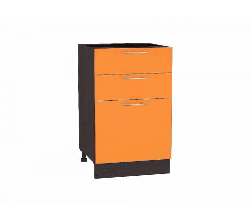 Шкаф нижний с 3-мя ящиками Валерия-М, цвет: Оранжевый глянец