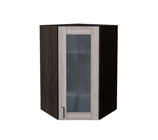 Шкаф верхний угловой остекленный Лофт, цвет: Cappuccino Veralinga