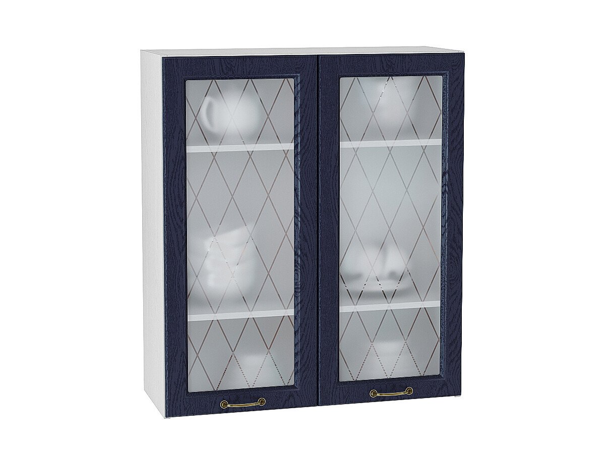 Шкаф верхний с 2-мя остекленными дверцами Ницца, цвет: Дуб синий Шкаф верхний с 2-мя остекленными дверцами Ницца, цвет: Дуб синий