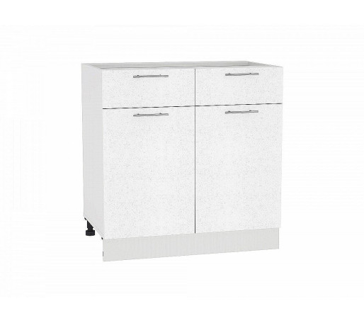 Шкаф нижний с 2-мя дверцами и 2-мя ящиками Валерия-М, цвет: Белый металлик