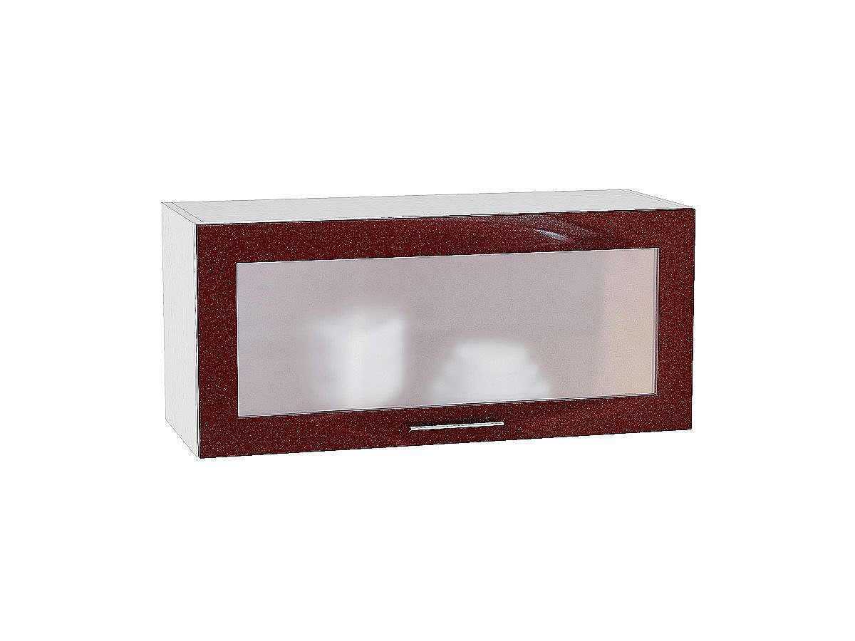 Шкаф верхний горизонтальный остекленный Валерия-М, цвет: Гранатовый металлик Шкаф верхний горизонтальный остекленный Валерия-М, цвет: Гранатовый металлик