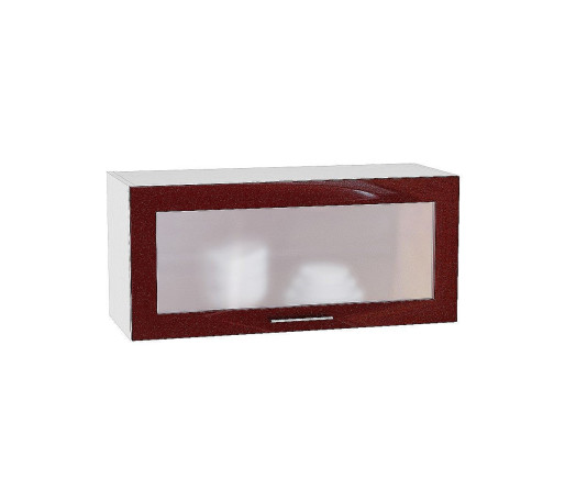 Шкаф верхний горизонтальный остекленный Валерия-М, цвет: Гранатовый металлик