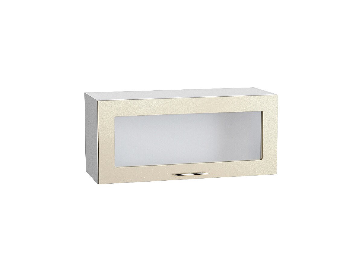 Шкаф верхний горизонтальный остекленный Валерия-М, цвет: Бежевый металлик Шкаф верхний горизонтальный остекленный Валерия-М, цвет: Бежевый металлик