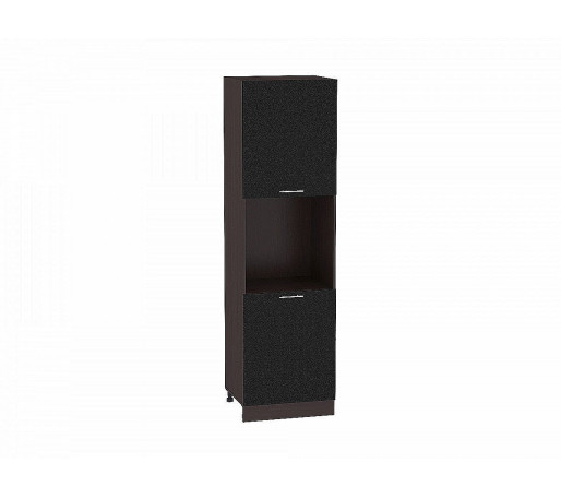 Шкаф пенал с 2-мя дверцами под технику Валерия-М, цвет: Черный металлик