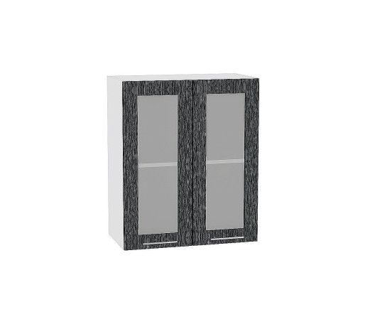 Шкаф верхний с 2-мя остекленными дверцами Валерия-М, цвет: Черный металлик дождь