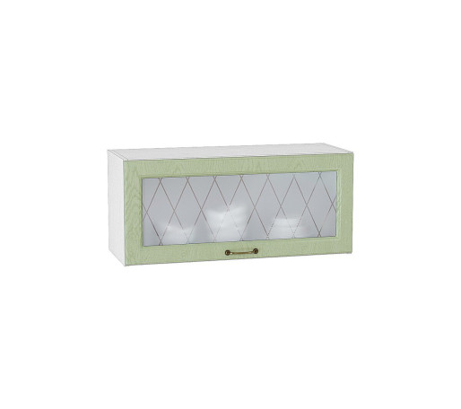 Шкаф верхний горизонтальный остекленный Ницца, цвет: Дуб оливковый