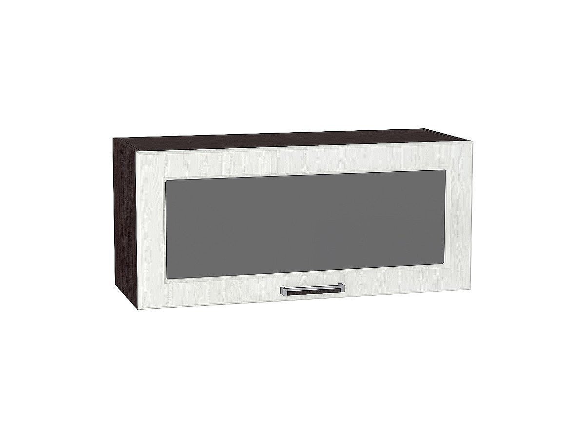 Шкаф верхний горизонтальный остекленный глубокий Прага, цвет: Белое дерево Шкаф верхний горизонтальный остекленный глубокий Прага, цвет: Белое дерево