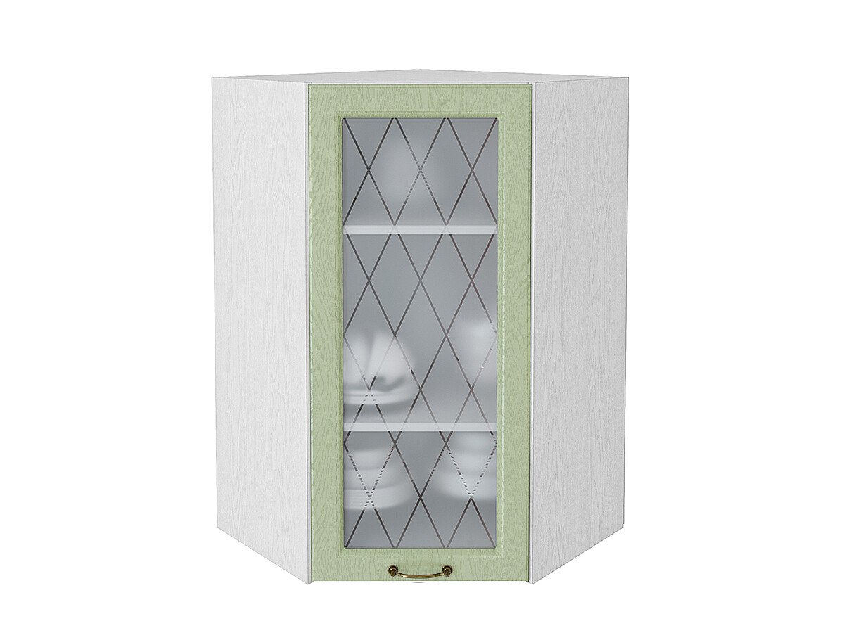 Шкаф верхний угловой остекленный Ницца, цвет: Дуб оливковый Шкаф верхний угловой остекленный Ницца, цвет: Дуб оливковый