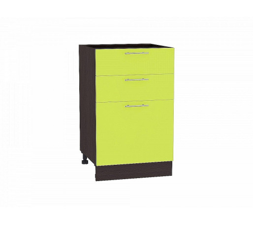 Шкаф нижний с 3-мя ящиками Валерия-М, цвет: Лайм глянец