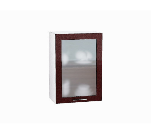 Шкаф верхний с 1-ой остекленной дверцей Валерия-М, цвет: Гранатовый металлик