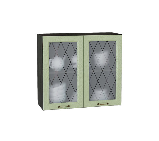 Шкаф верхний с 2-мя остекленными дверцами Ницца, цвет: Дуб оливковый