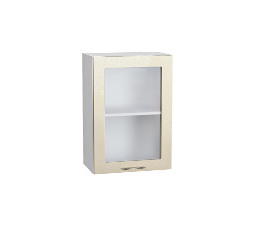 Шкаф верхний с 1-ой остекленной дверцей Валерия-М, цвет: Бежевый металлик