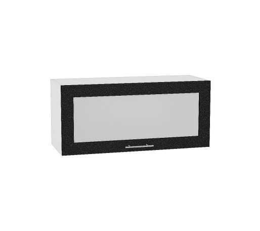 Шкаф верхний горизонтальный остекленный глубокий Валерия-М, цвет: Черный металлик