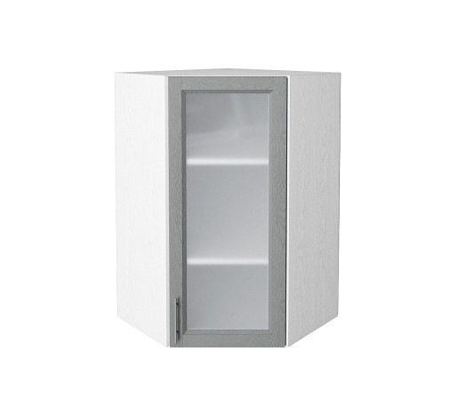 Шкаф верхний угловой остекленный Сканди, цвет: Grey Softwood