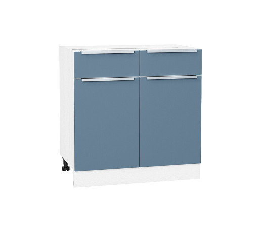 Шкаф нижний с 2-мя дверцами и 2-мя ящиками Фьюжн, цвет: Silky Blue