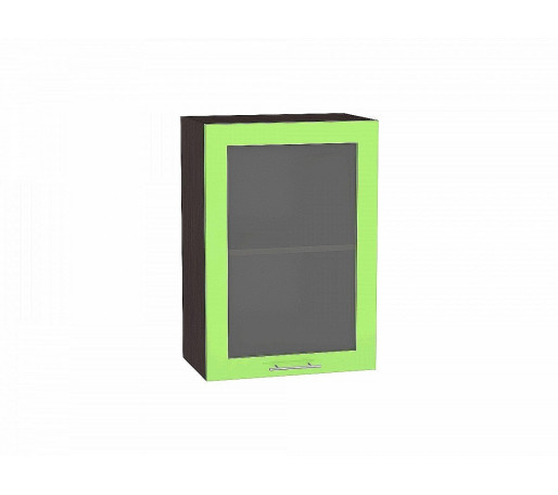 Шкаф верхний с 1-ой остекленной дверцей Валерия-М, цвет: Салатовый глянец