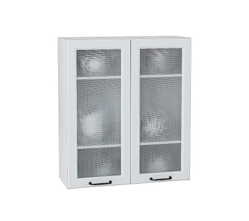 Шкаф верхний с 2-мя остекленными дверцами Ницца, цвет: Blanco