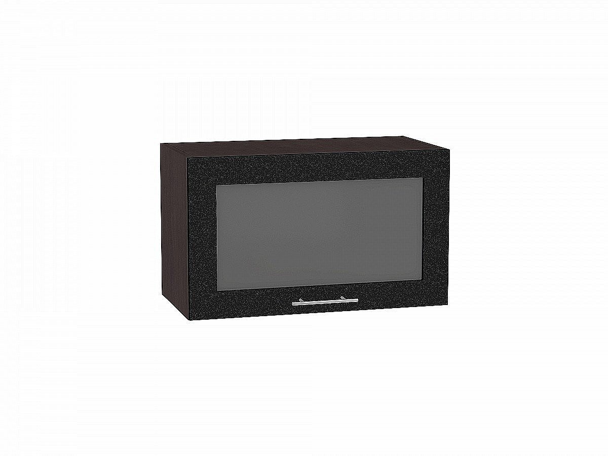 Шкаф верхний горизонтальный остекленный Валерия-М, цвет: Черный металлик Шкаф верхний горизонтальный остекленный Валерия-М, цвет: Черный металлик