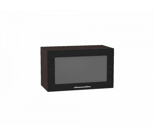 Шкаф верхний горизонтальный остекленный Валерия-М, цвет: Черный металлик