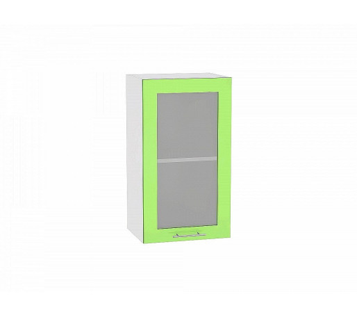 Шкаф верхний с 1-ой остекленной дверцей Валерия-М, цвет: Салатовый глянец