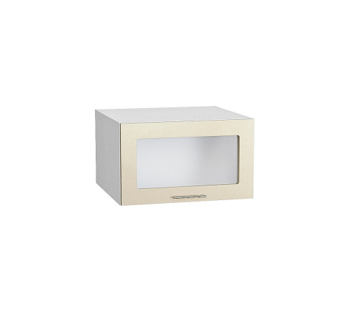 Шкаф верхний горизонтальный остекленный глубокий Валерия-М, цвет: Бежевый металлик