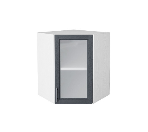 Шкаф верхний угловой остекленный Сканди, цвет: Graphite Softwood