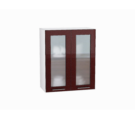 Шкаф верхний с 2-мя остекленными дверцами Валерия-М, цвет: Гранатовый металлик