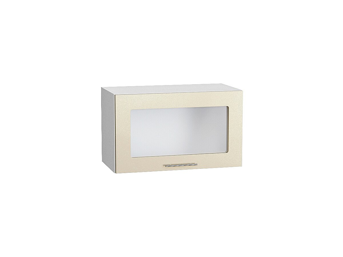 Шкаф верхний горизонтальный остекленный Валерия-М, цвет: Бежевый металлик Шкаф верхний горизонтальный остекленный Валерия-М, цвет: Бежевый металлик