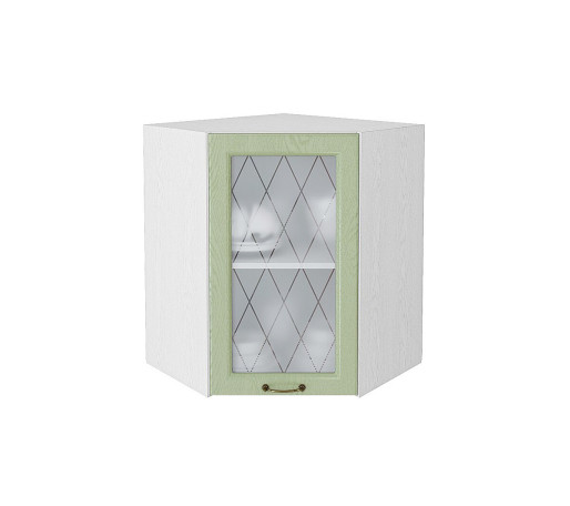 Шкаф верхний угловой остекленный Ницца, цвет: Дуб оливковый