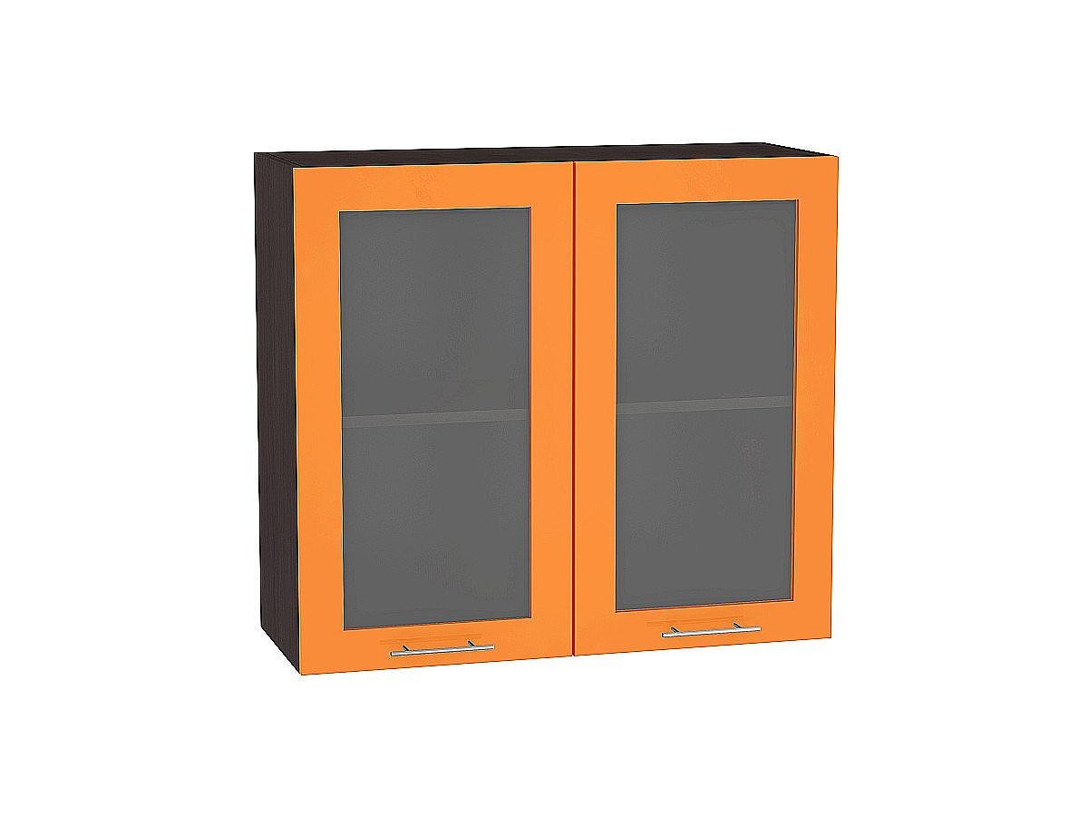 Шкаф верхний с 2-мя остекленными дверцами Валерия-М, цвет: Оранжевый глянец Шкаф верхний с 2-мя остекленными дверцами Валерия-М, цвет: Оранжевый глянец