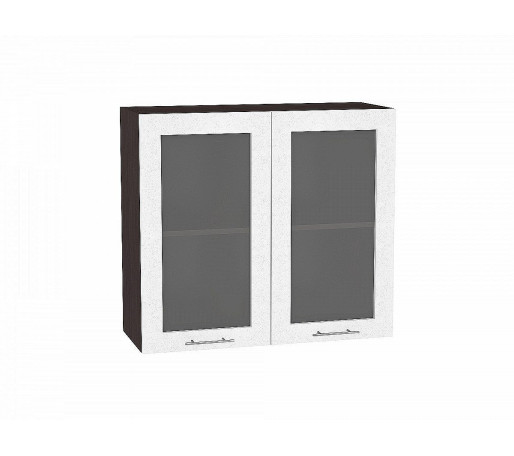 Шкаф верхний с 2-мя остекленными дверцами Валерия-М, цвет: Белый металлик