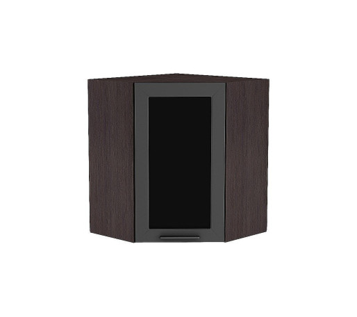 Шкаф верхний угловой остекленный Глетчер, цвет: Маренго Силк