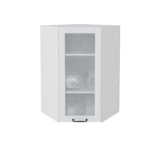 Шкаф верхний угловой остекленный Ницца, цвет: Blanco