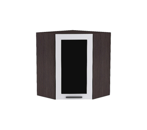 Шкаф верхний угловой остекленный Глетчер, цвет: Гейнсборо Силк