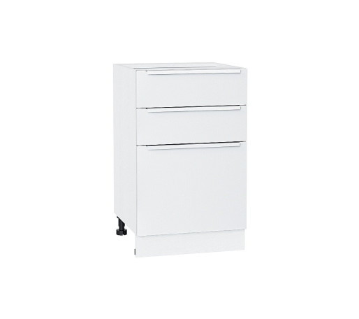 Шкаф нижний с 3-мя ящиками Фьюжн, цвет: Silky White