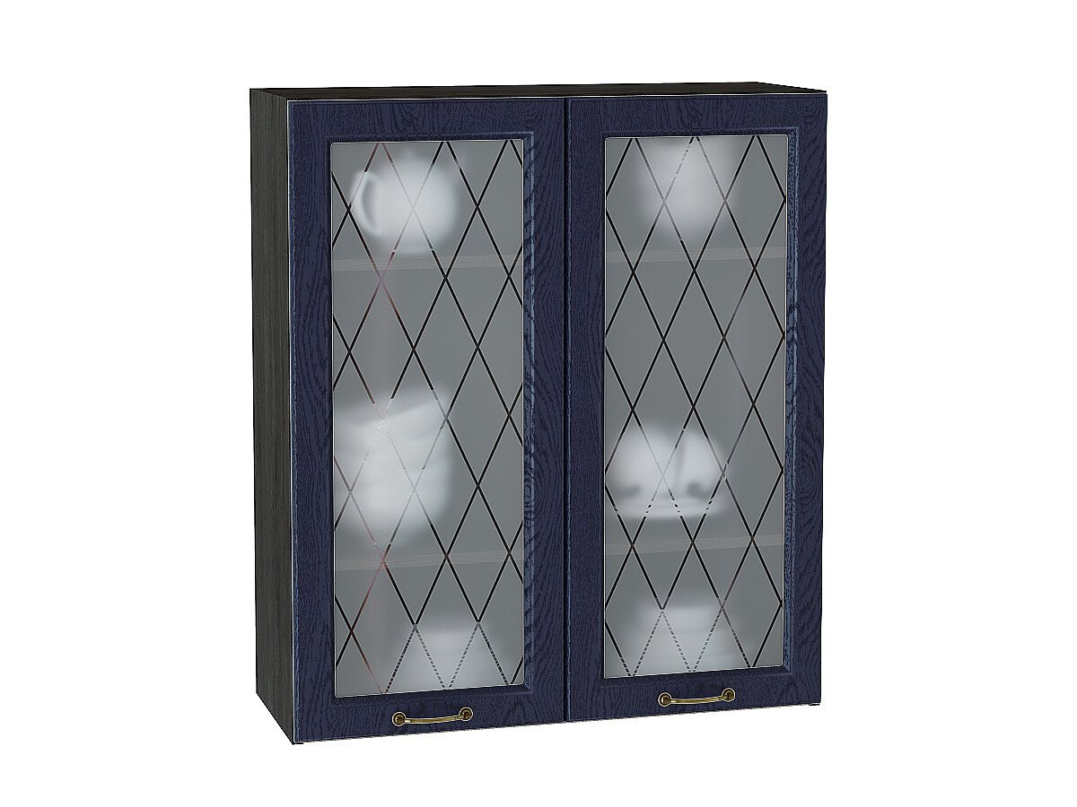 Шкаф верхний с 2-мя остекленными дверцами Ницца, цвет: Дуб синий Шкаф верхний с 2-мя остекленными дверцами Ницца, цвет: Дуб синий