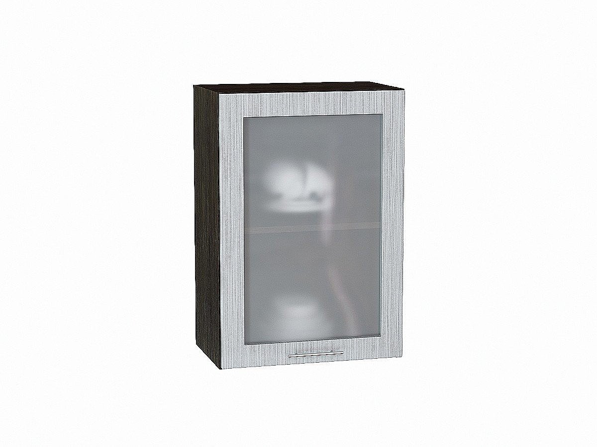 Шкаф верхний с 1-ой остекленной дверцей Валерия-М, цвет: Серый металлик дождь светлый Шкаф верхний с 1-ой остекленной дверцей Валерия-М, цвет: Серый металлик дождь светлый