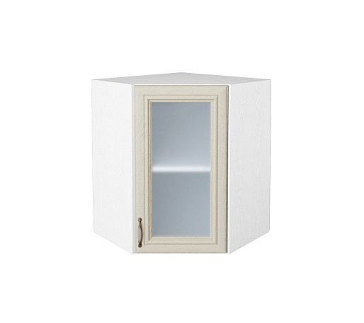 Шкаф верхний угловой остекленный Шале, цвет: Ivory