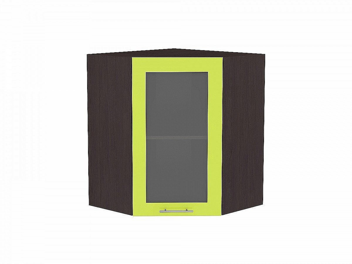Шкаф верхний угловой остекленный Валерия-М, цвет: Лайм глянец Шкаф верхний угловой остекленный Валерия-М, цвет: Лайм глянец