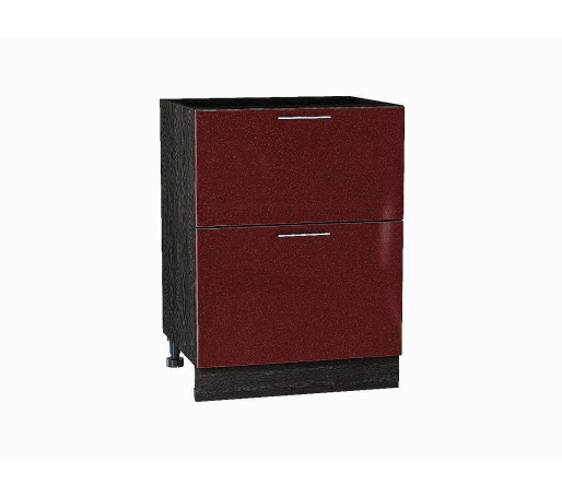 Шкаф нижний с 2-мя ящиками Валерия-М, цвет: Гранатовый металлик