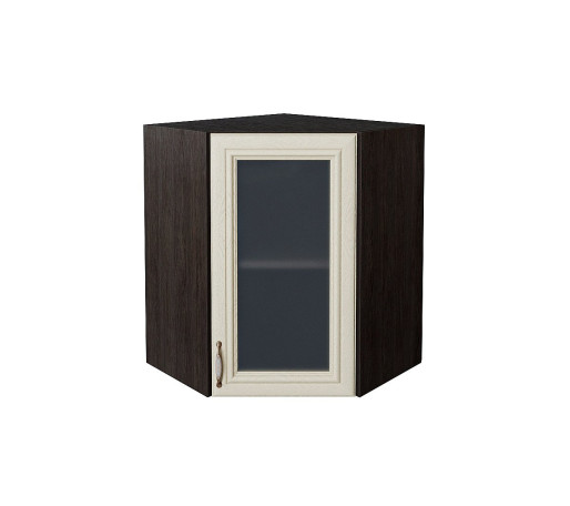 Шкаф верхний угловой остекленный Шале, цвет: Ivory