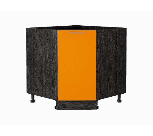 Шкаф нижний угловой (трапеция) Валерия-М, цвет: Оранжевый глянец