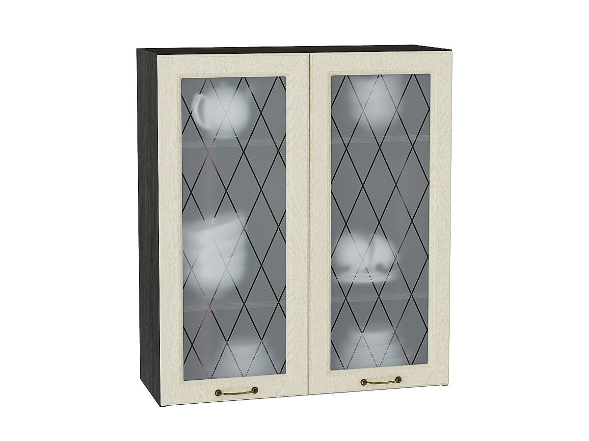 Шкаф верхний с 2-мя остекленными дверцами Ницца, цвет: Дуб крем Шкаф верхний с 2-мя остекленными дверцами Ницца, цвет: Дуб крем