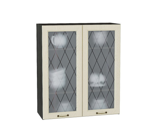 Шкаф верхний с 2-мя остекленными дверцами Ницца, цвет: Дуб крем